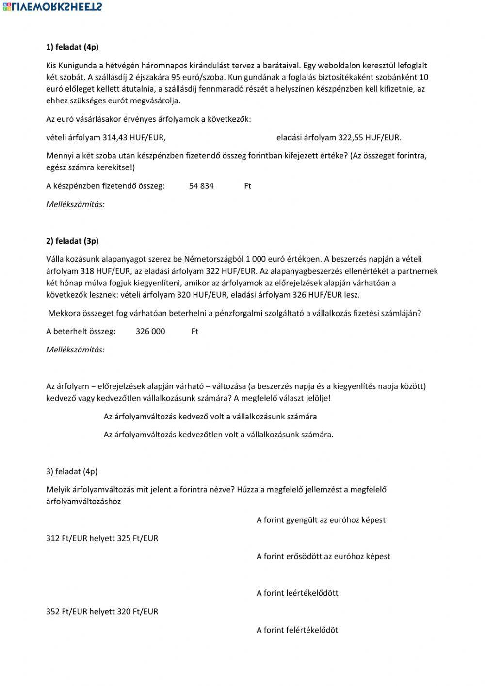 Valuta-Deviza feladatok