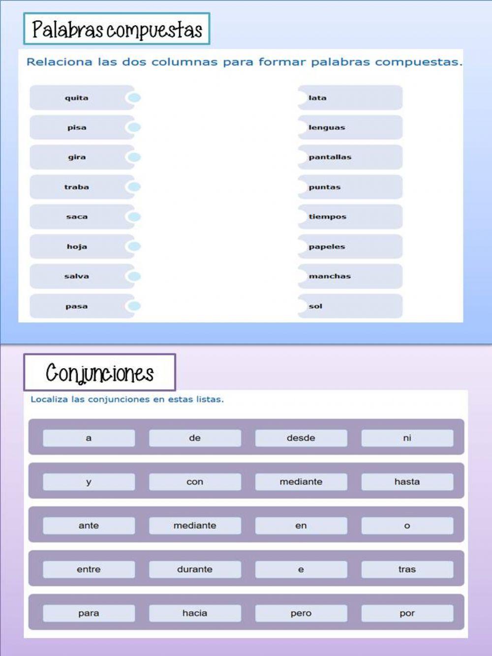 Palabras compuestas y conjunciones