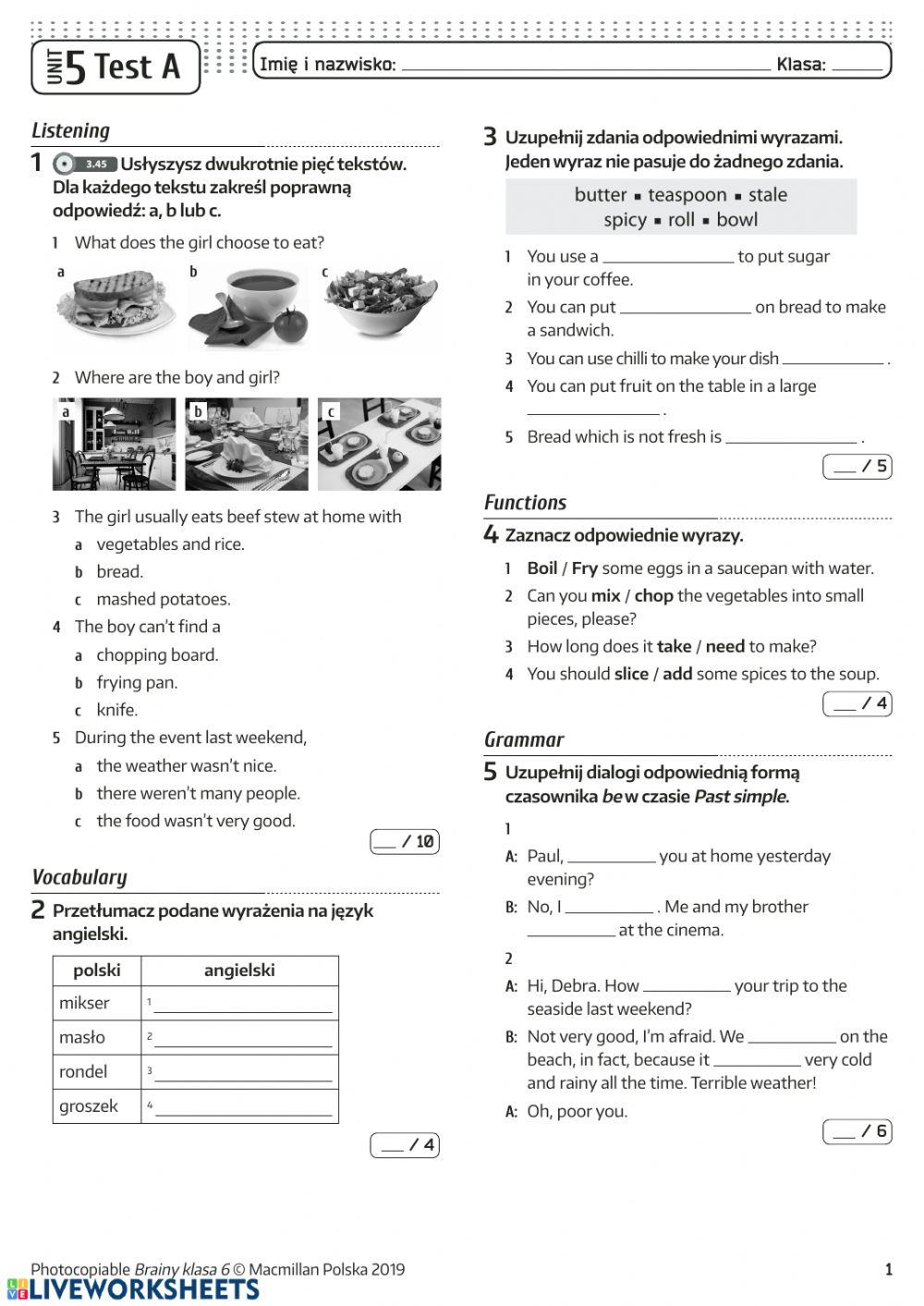Brainy Klasa 6 Unit 3 5436584 | Unit Test Brainy 6 | Woźnicka | LiveWorksheets