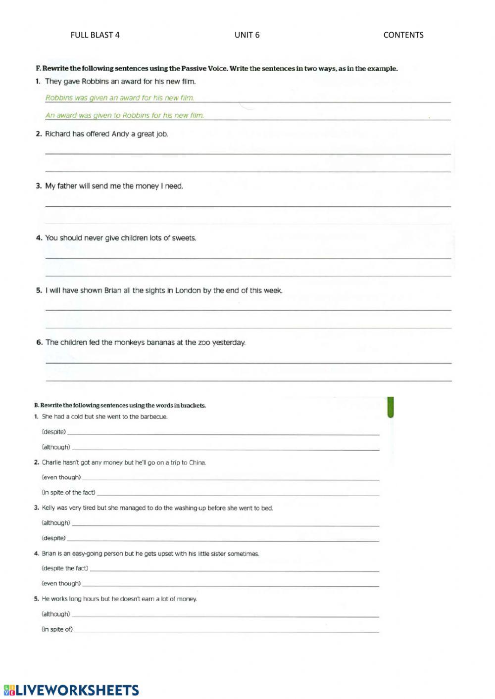 FULL BLAST 4 CONTENTS UNIT 6