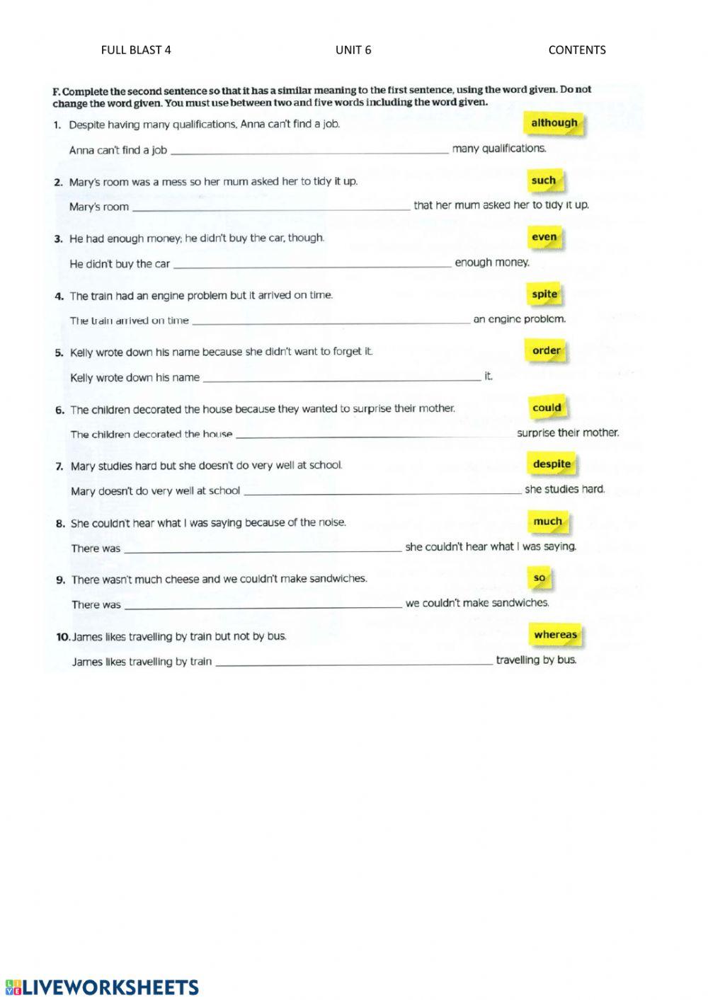 FULL BLAST 4 CONTENTS UNIT 6