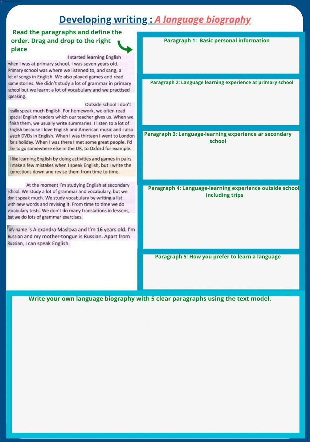 Developing writing: a language biography