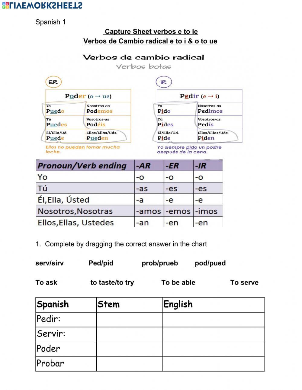 Verbos con camb… Free Interactive Worksheets 5457715