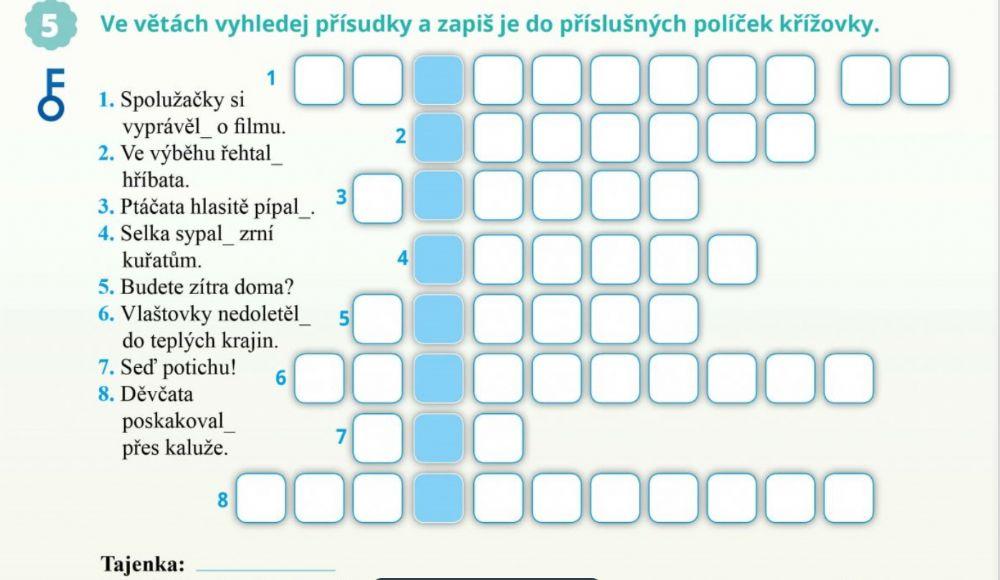 Shoda přísudku s podmětem - křížovka