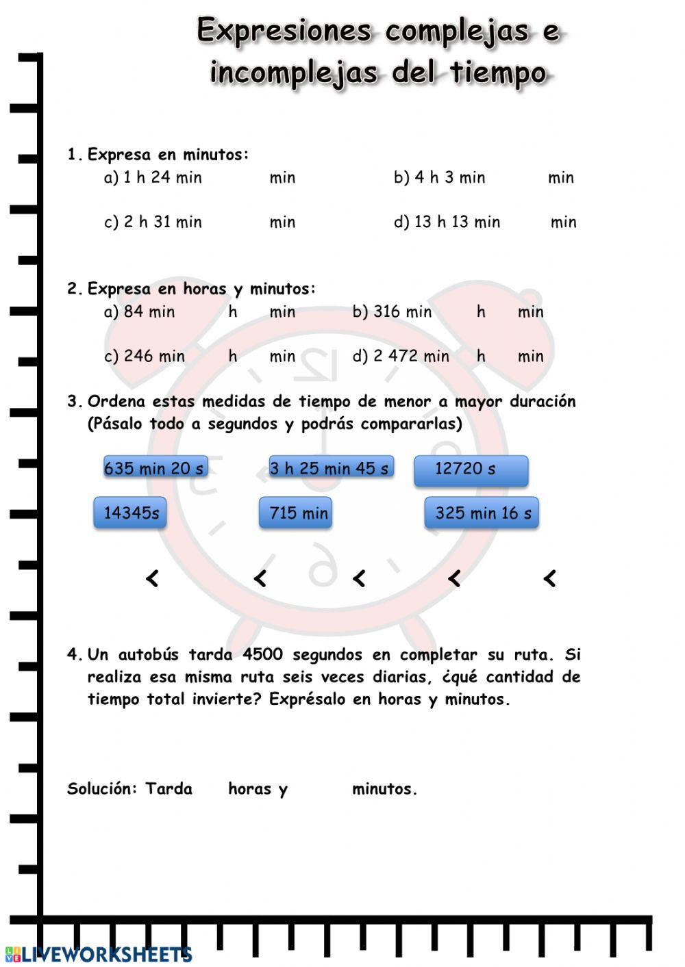 Expresiones complejas e incompletas del tiempo