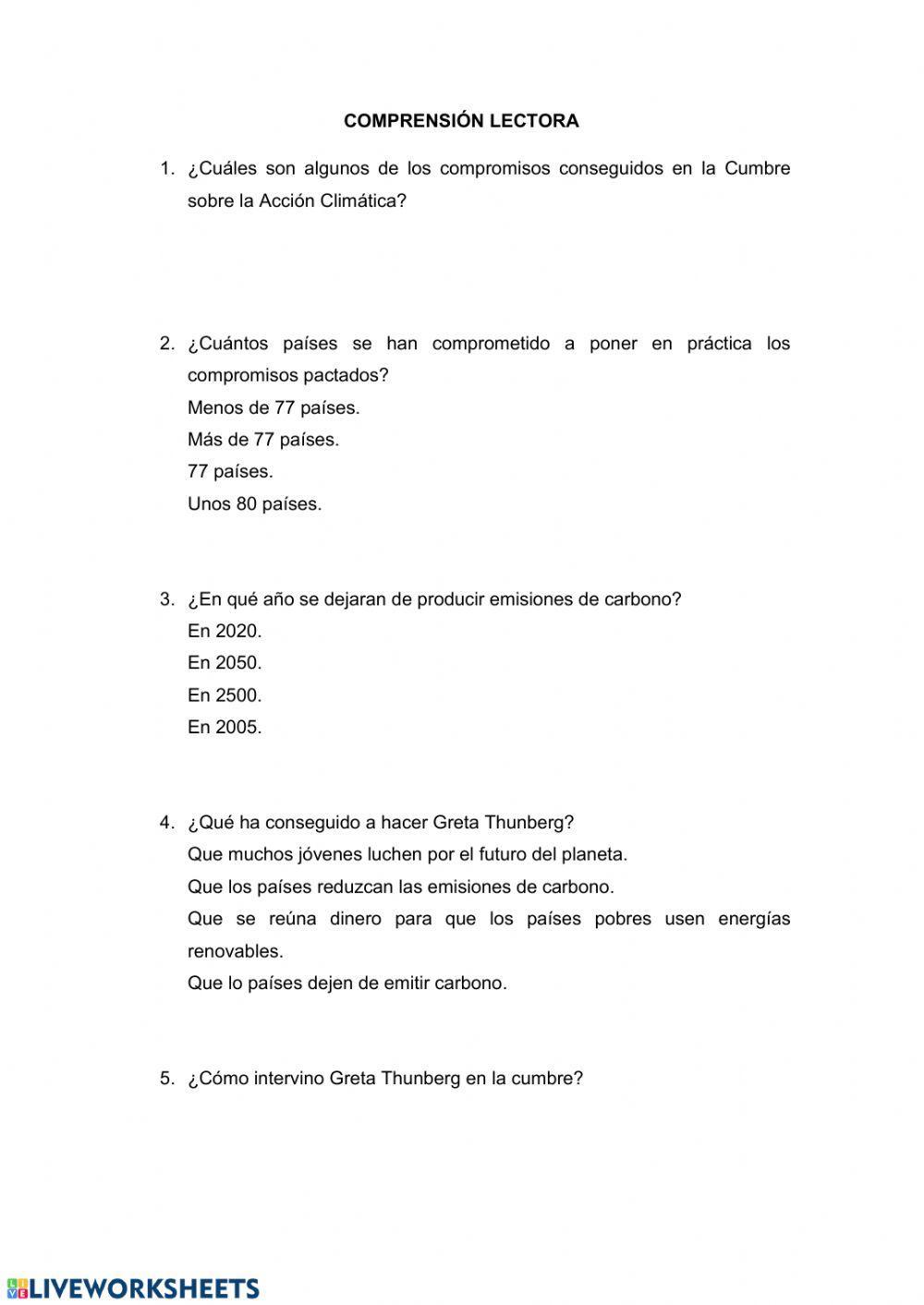 Comprensión 4 Comprensión 4