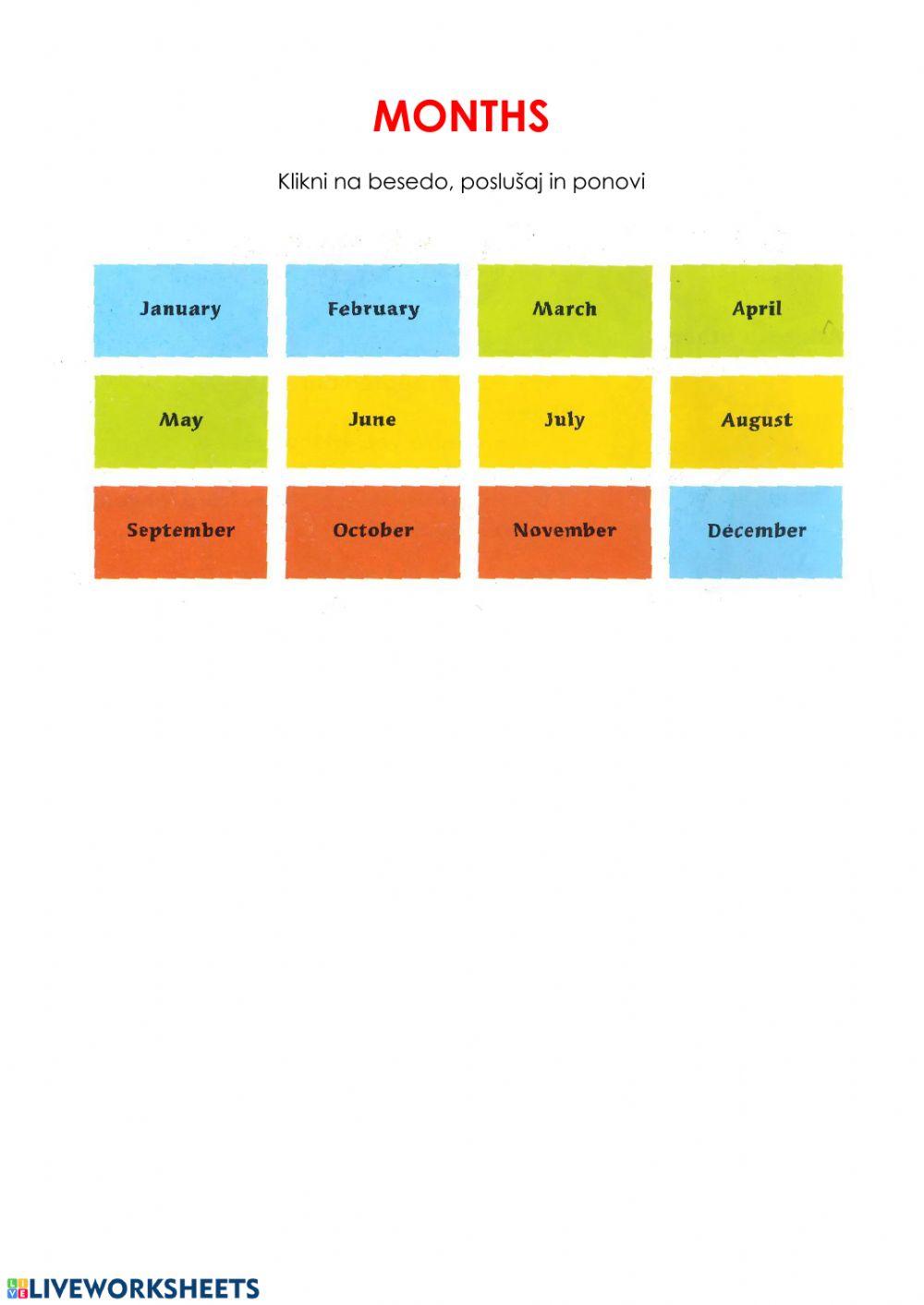 Months - poslušaj in ponovi