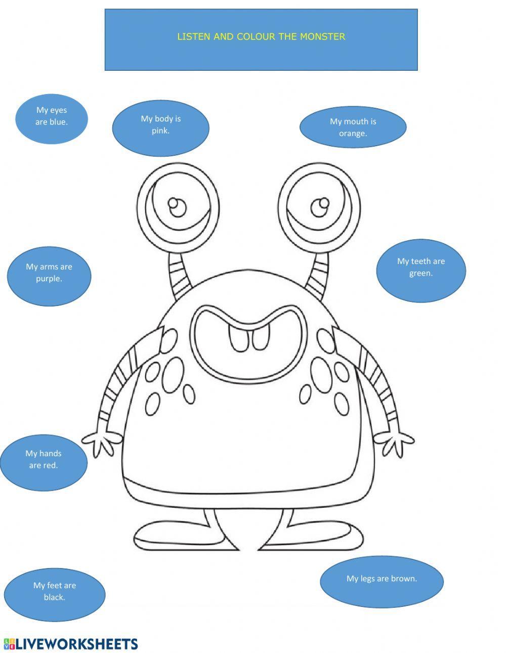 Listen and color the monster