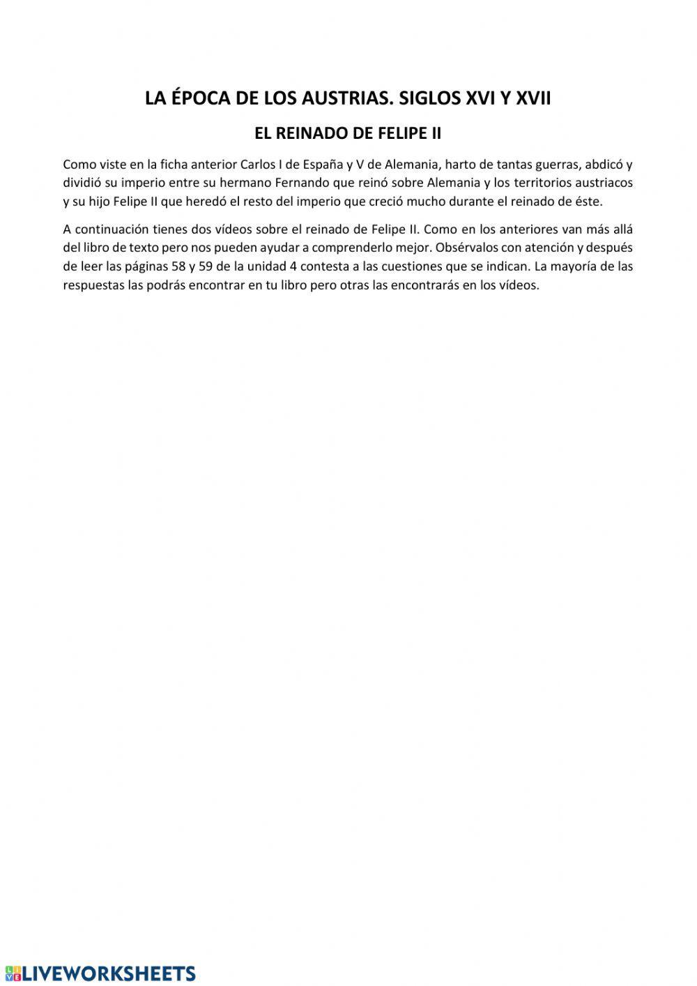 El reinado de Felipe II