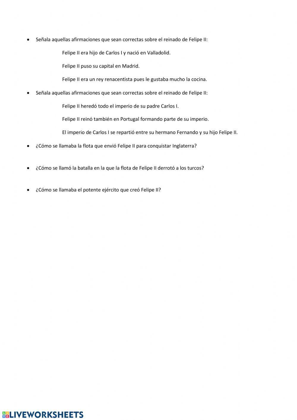 El reinado de Felipe II