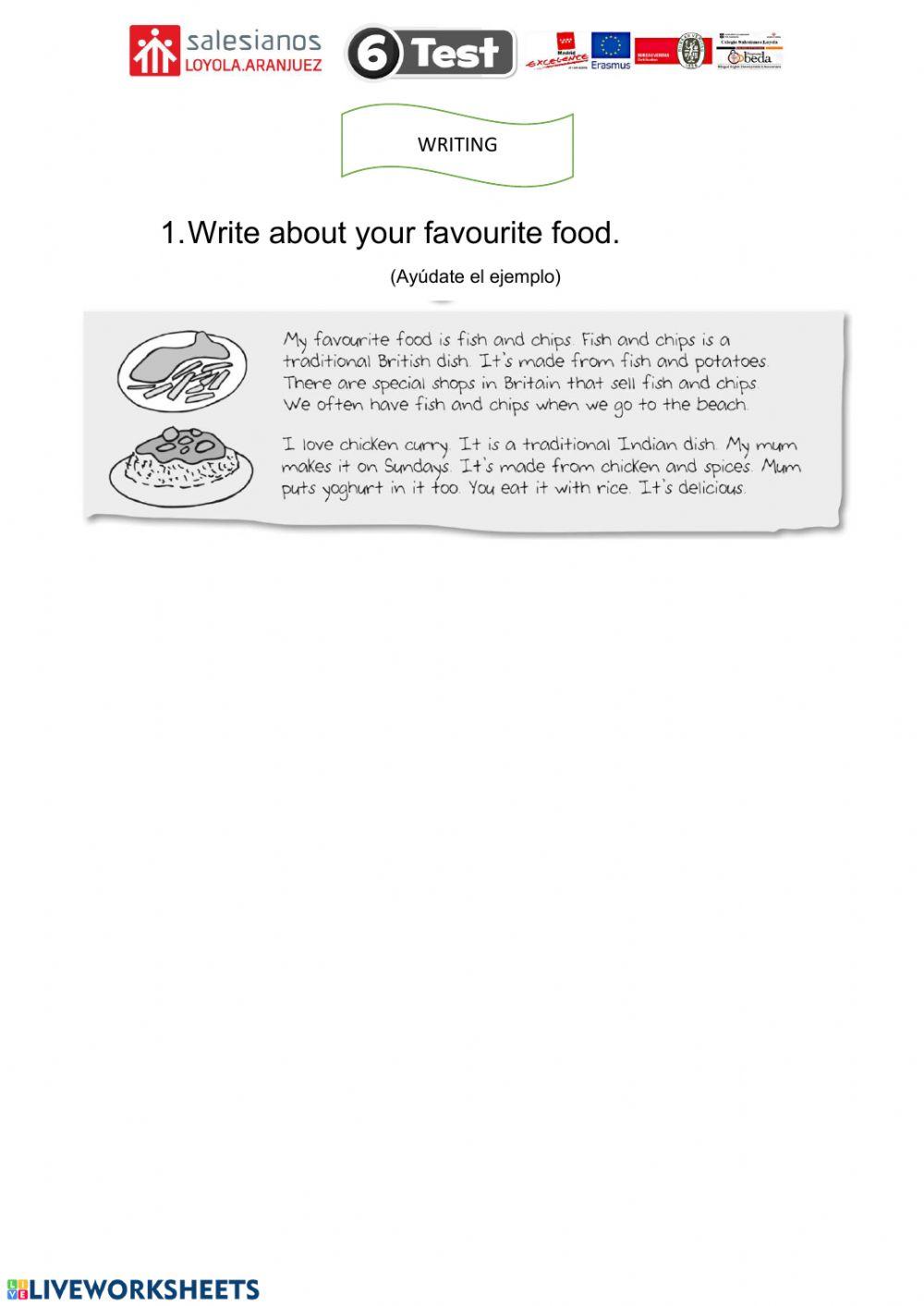 Writing test favourite food 5º unit 6