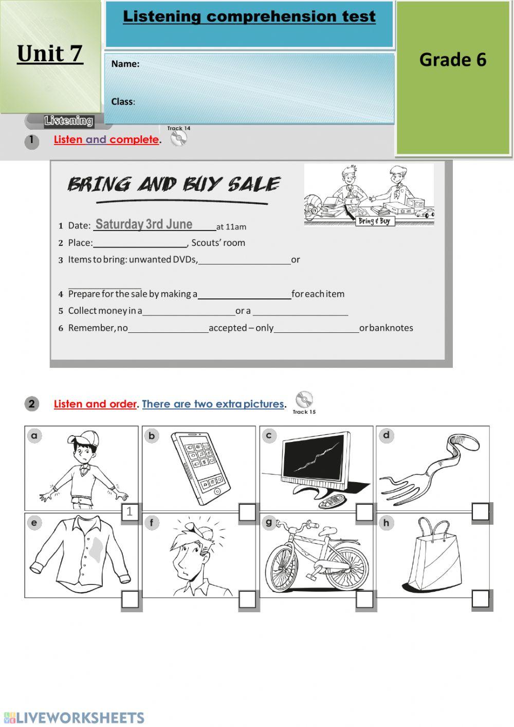 Listening u7 worksheet | Live Worksheets