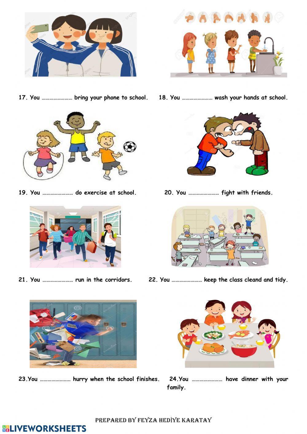 Feyza Teacher 5. Sınıf Daily Routines and Rules Must-Mustn't