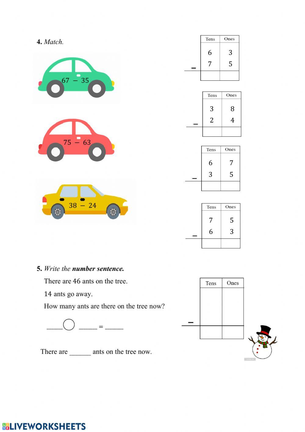 Subtracting within 100 (no regrouping)