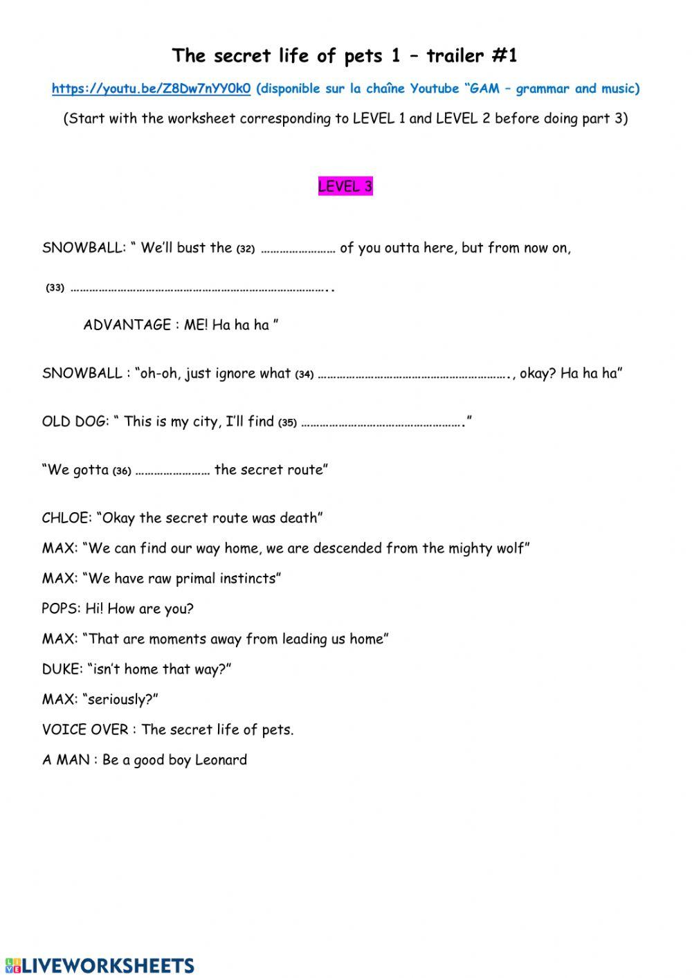 Watch listen and complete PART 3