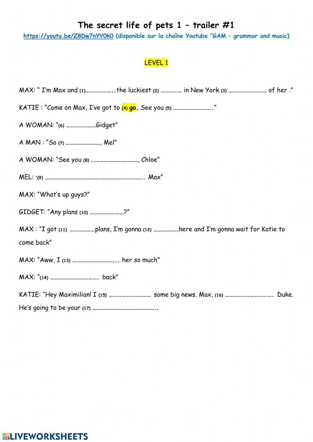 Watch listen and complete PART 1,2 and 3