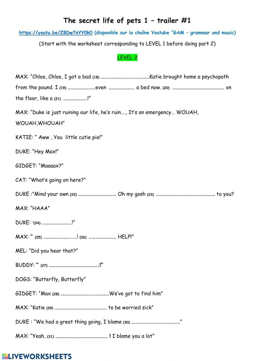 Watch listen and complete PART 1,2 and 3