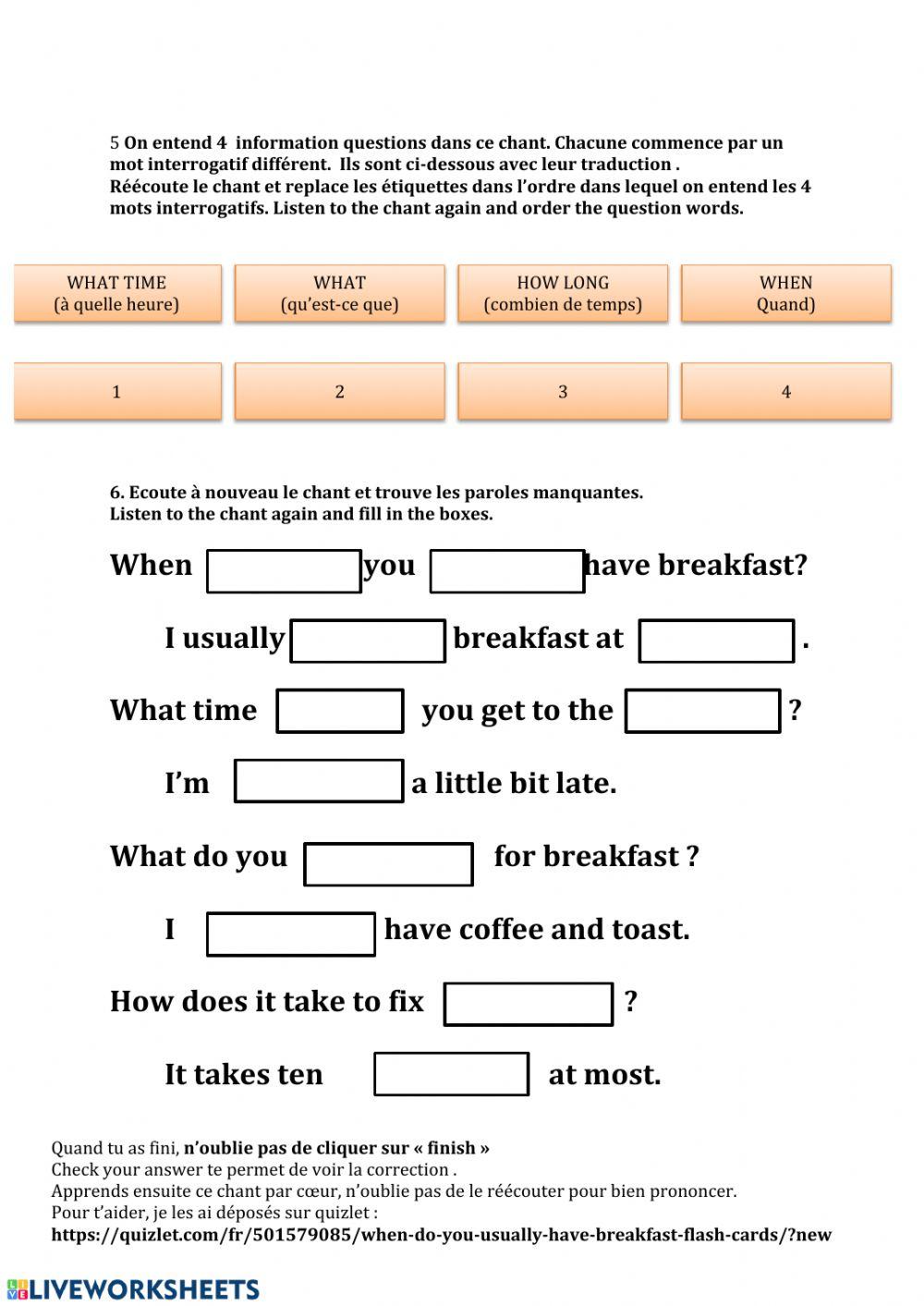 When do you usually have breakfast?Small talk