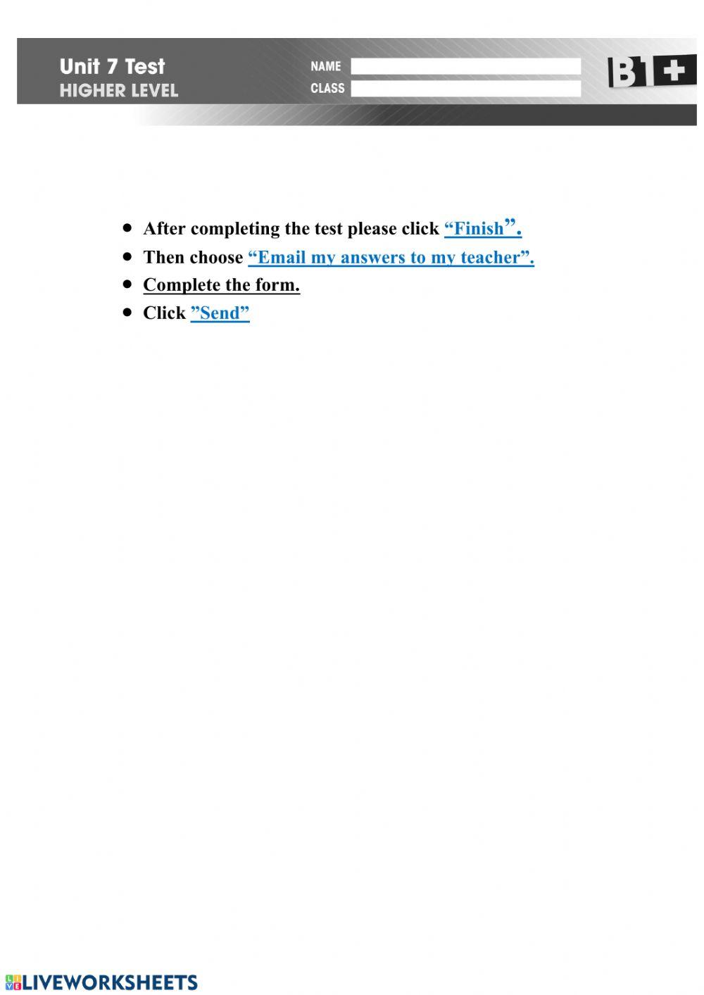 Gateway B1+ Unit 7 Test