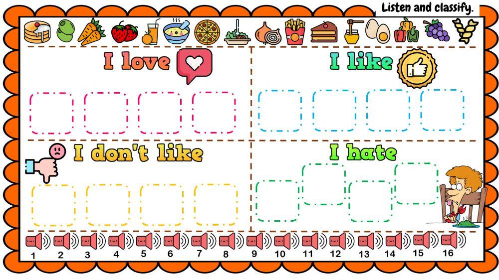 Food 5: listen and classify