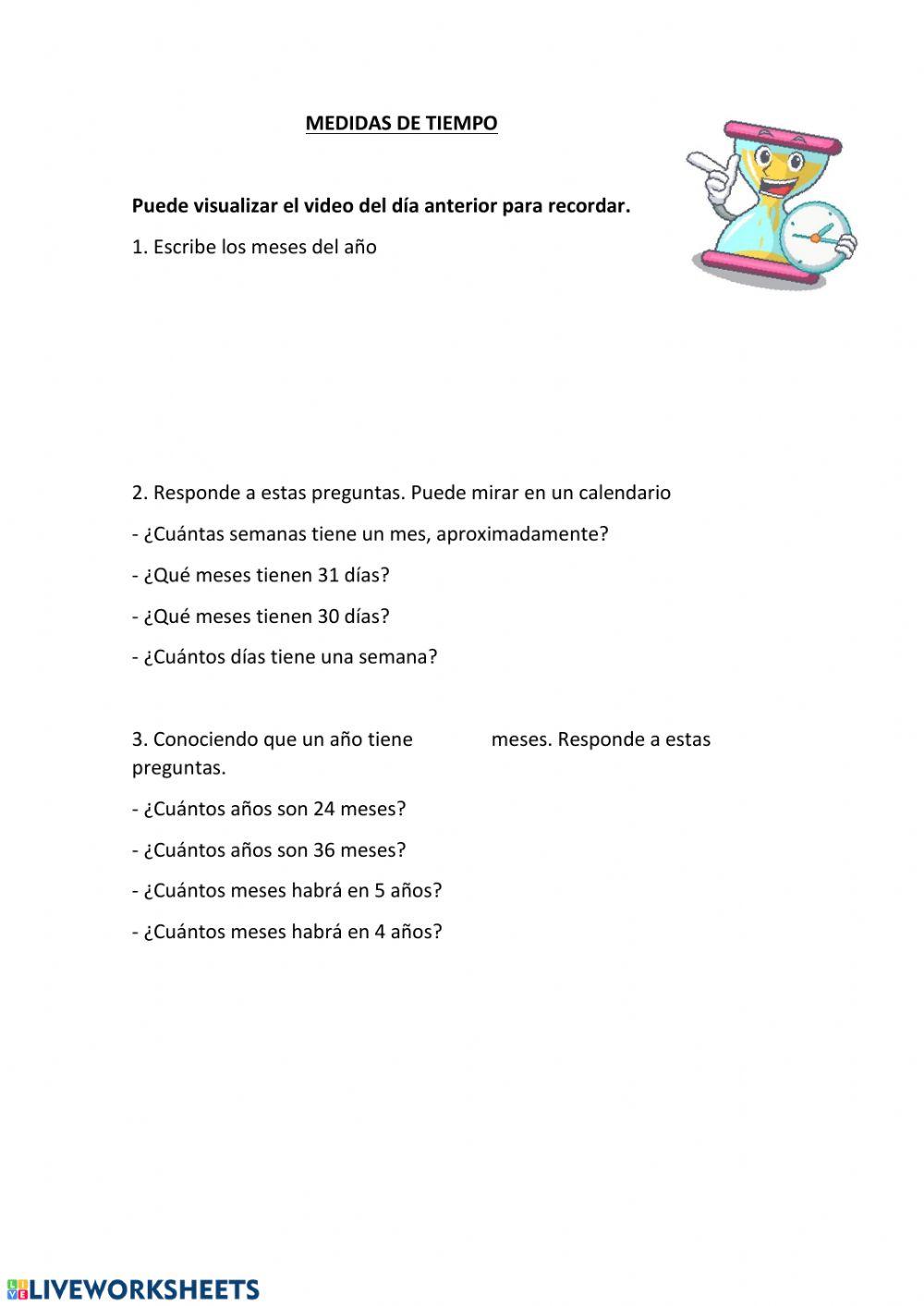 Tiempo: meses, semanas y días