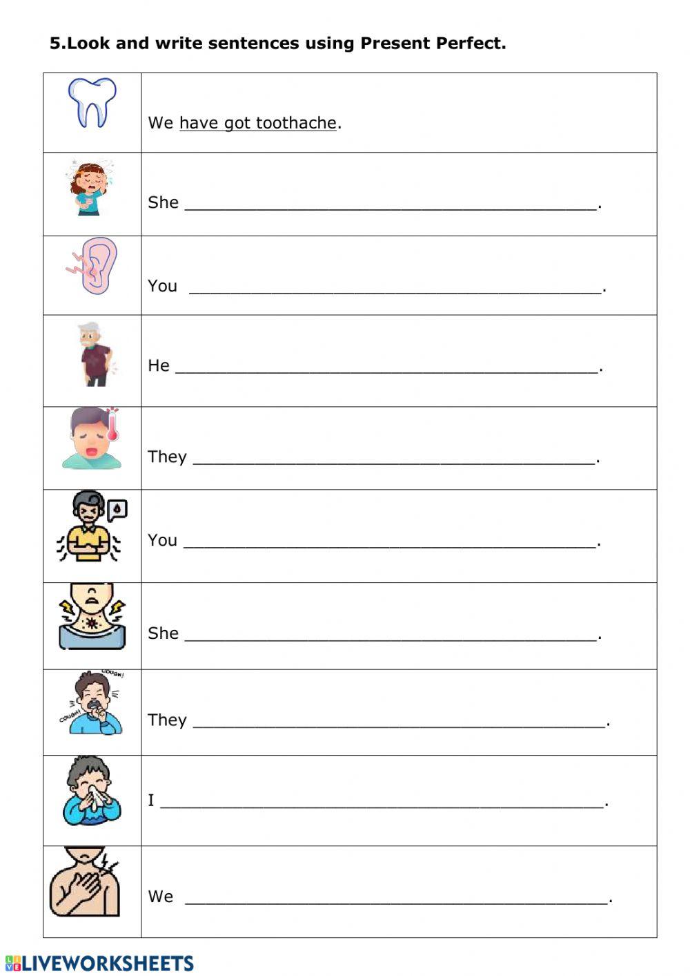 Health problems vocabulary