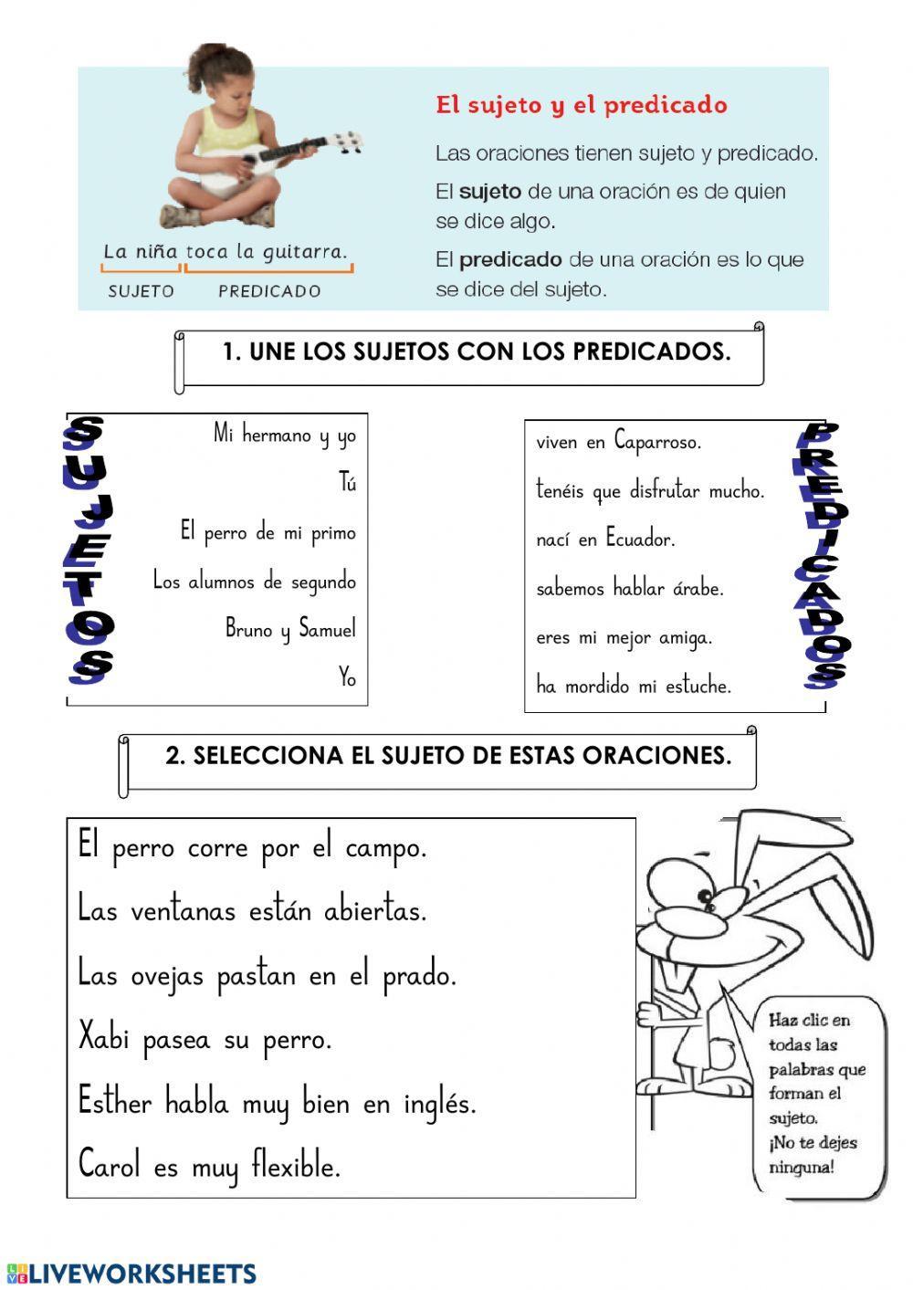 Sujeto Y Predicado Online Exercise Live Worksheets