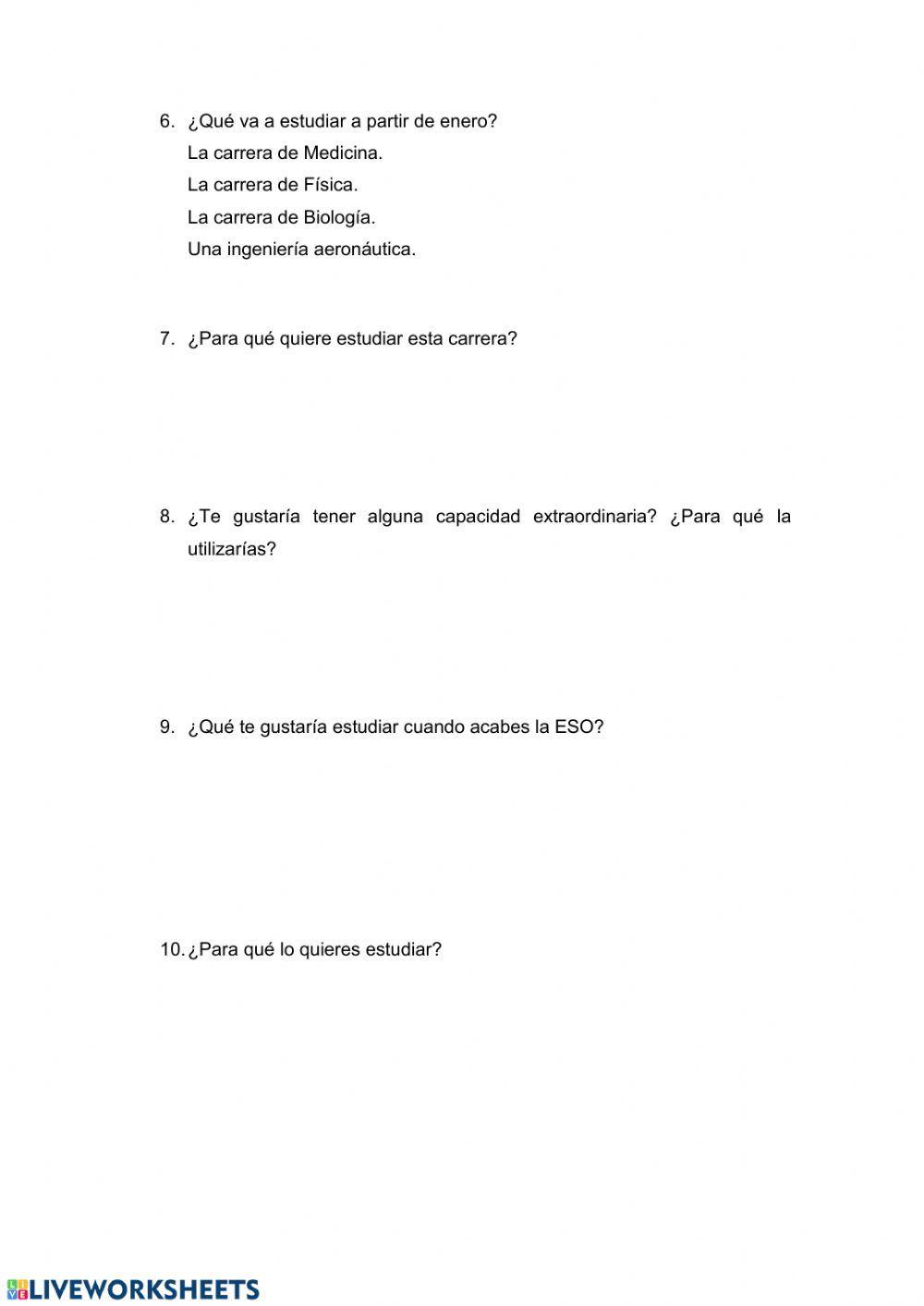 Comprensión 6 Comprensión 6
