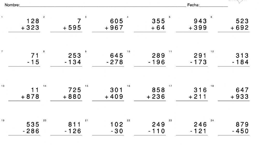 Sumas y restas con llevadas