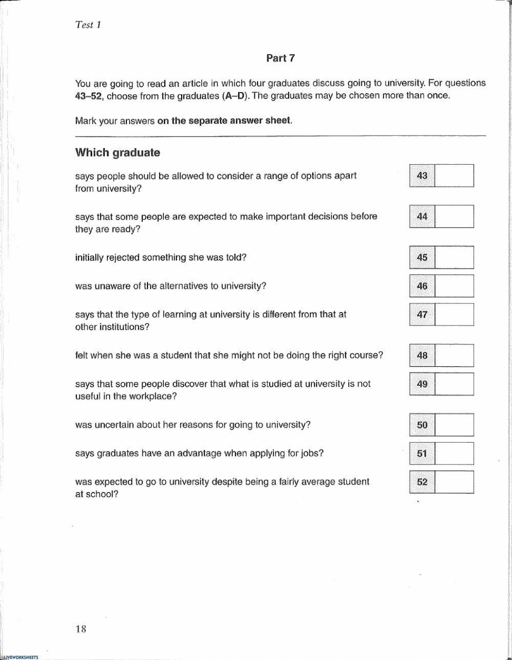 FCE Practice Test Reading part 3