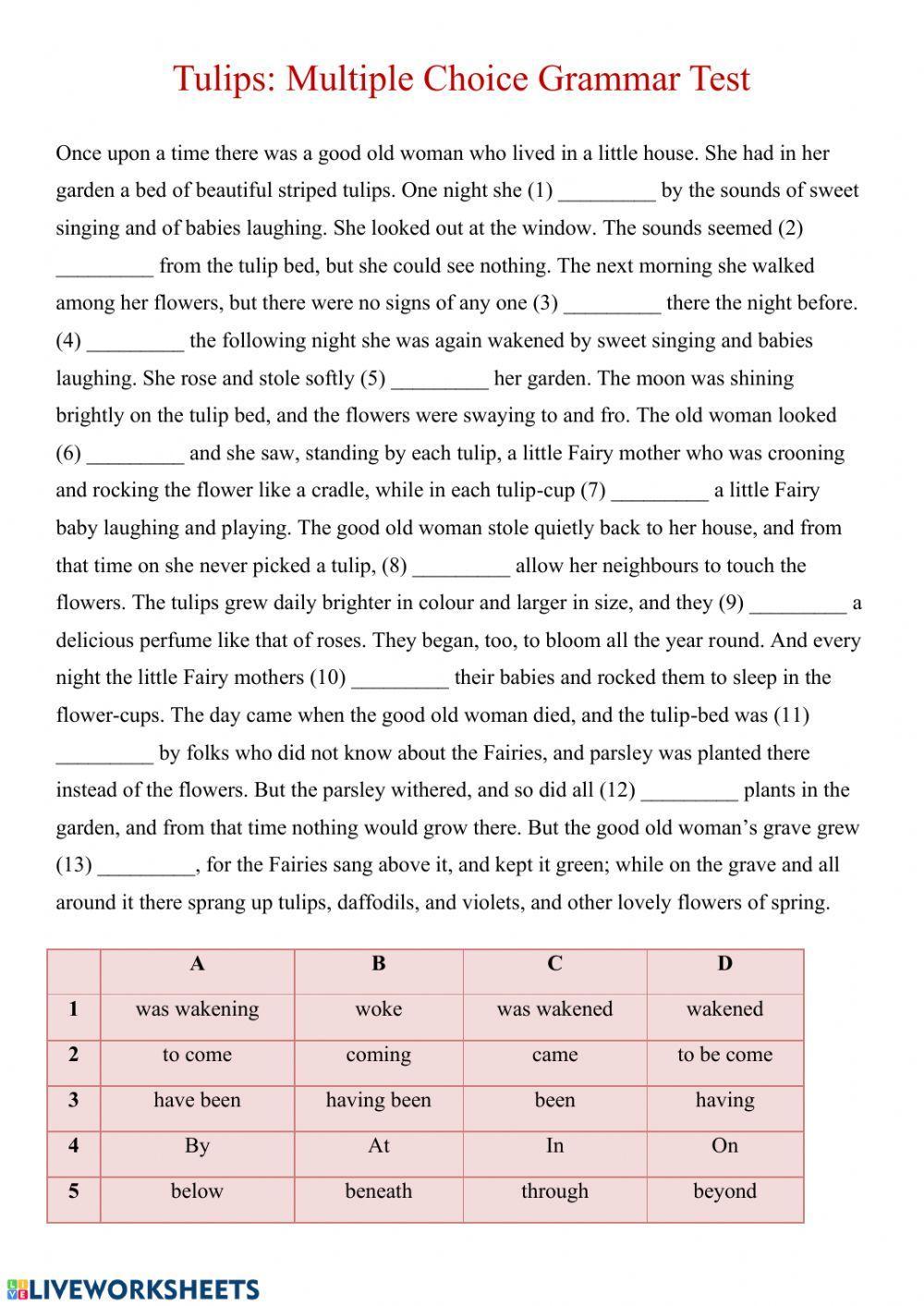 Multiple Choice Grammar Test. ZNO UA