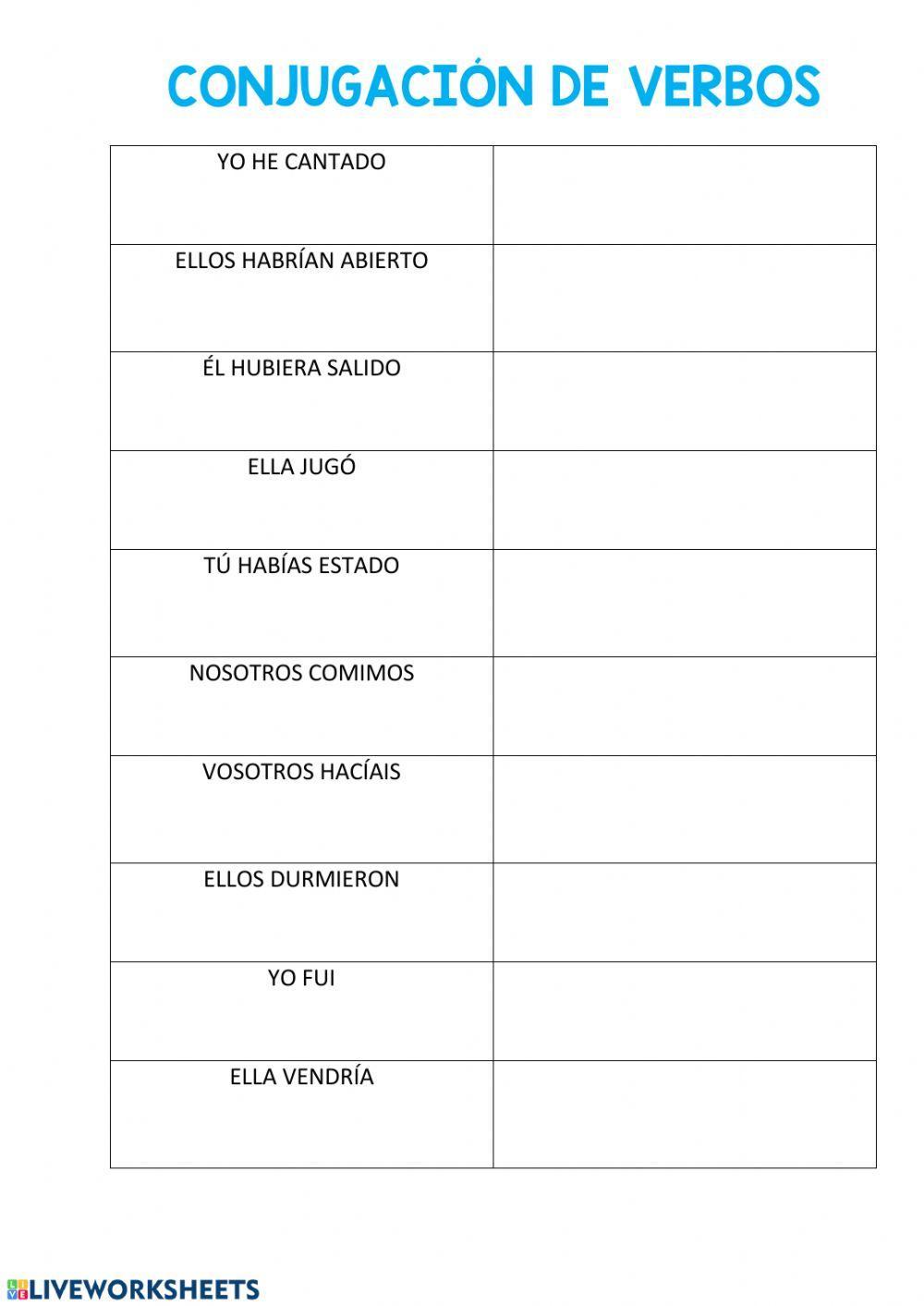 Test conjugación de verbos