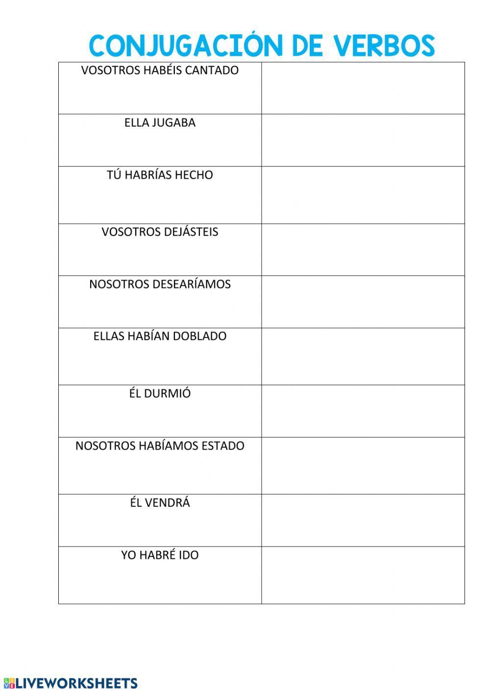 Test conjugación de verbos