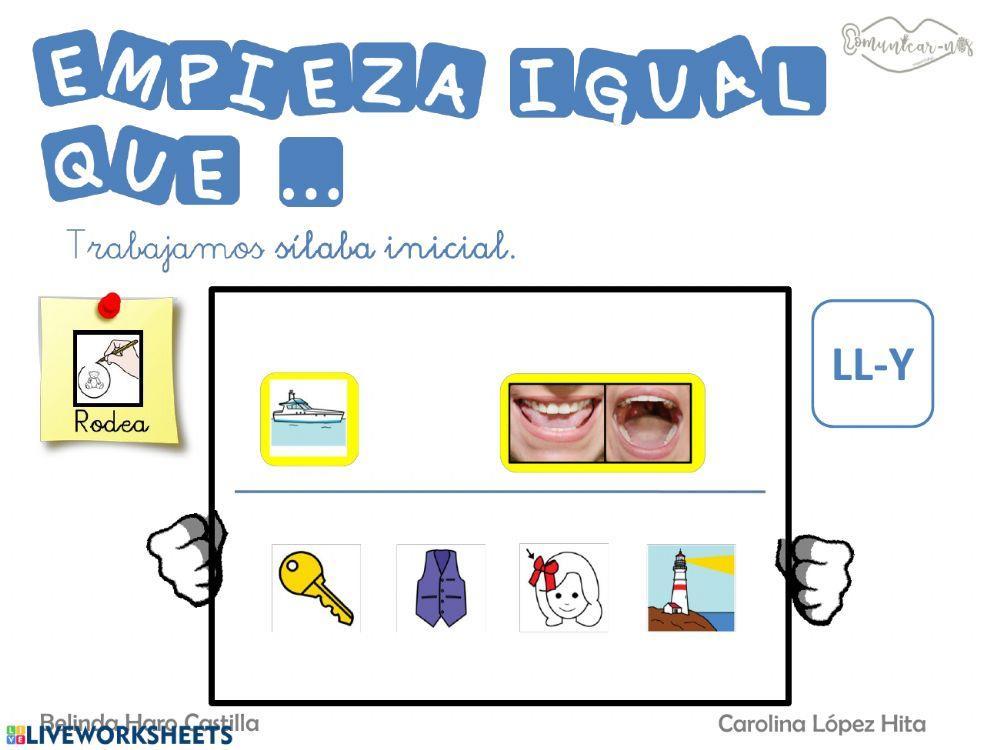 Empieza por sílabas con y-ll