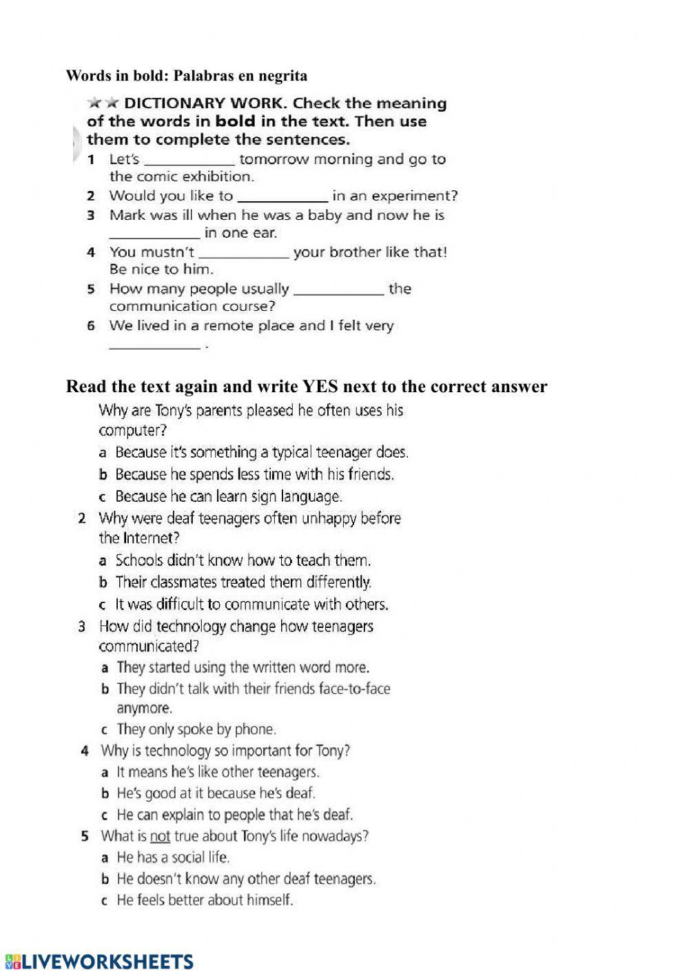 Reading comprehension