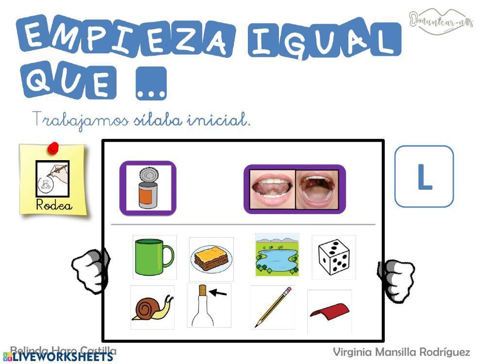 Empieza por sílabas con l