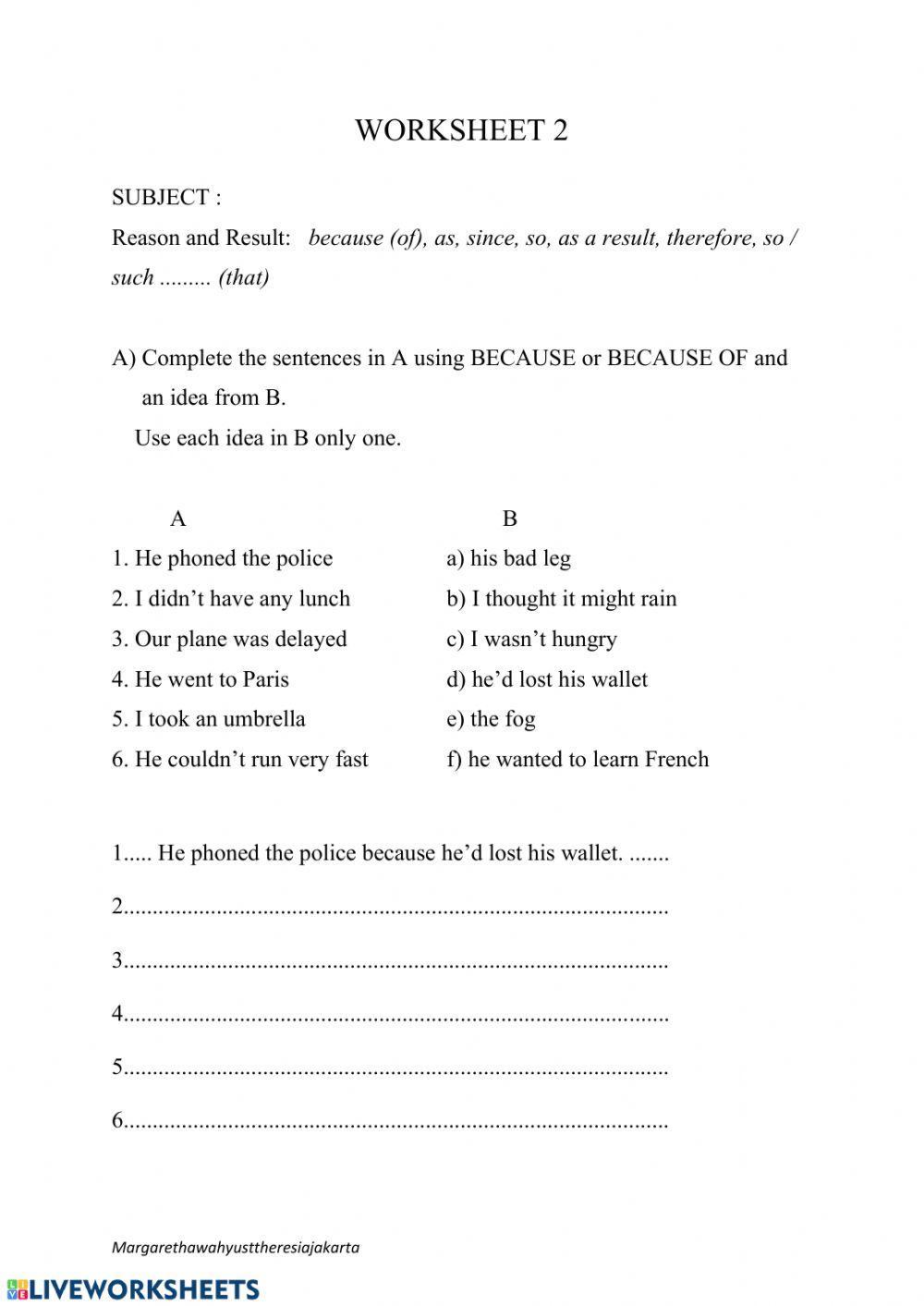 Adverbial Clauses Worksheet 2