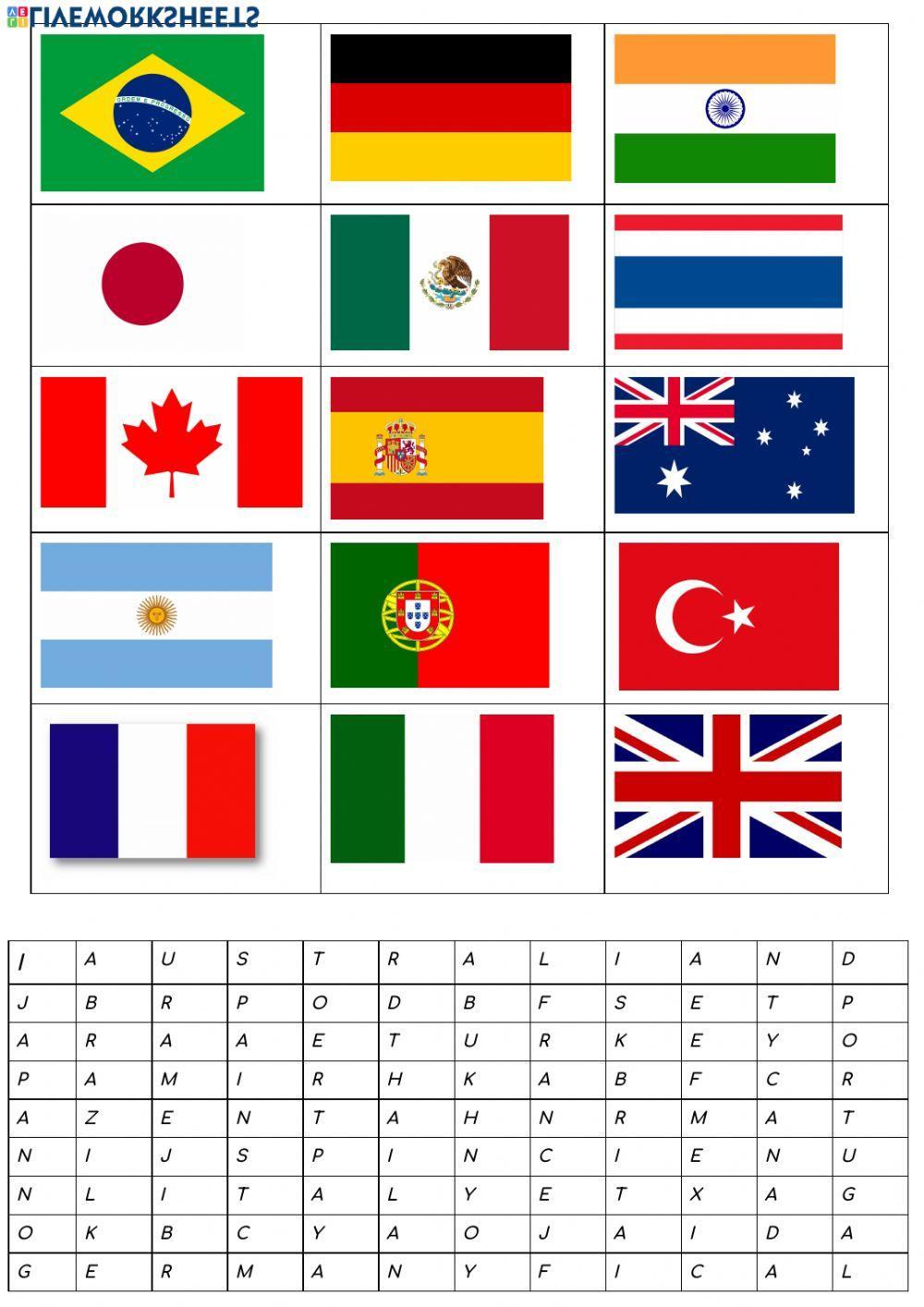 Word search puzzle (countries)