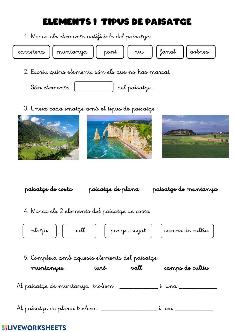 Elements i tipus paisatge
