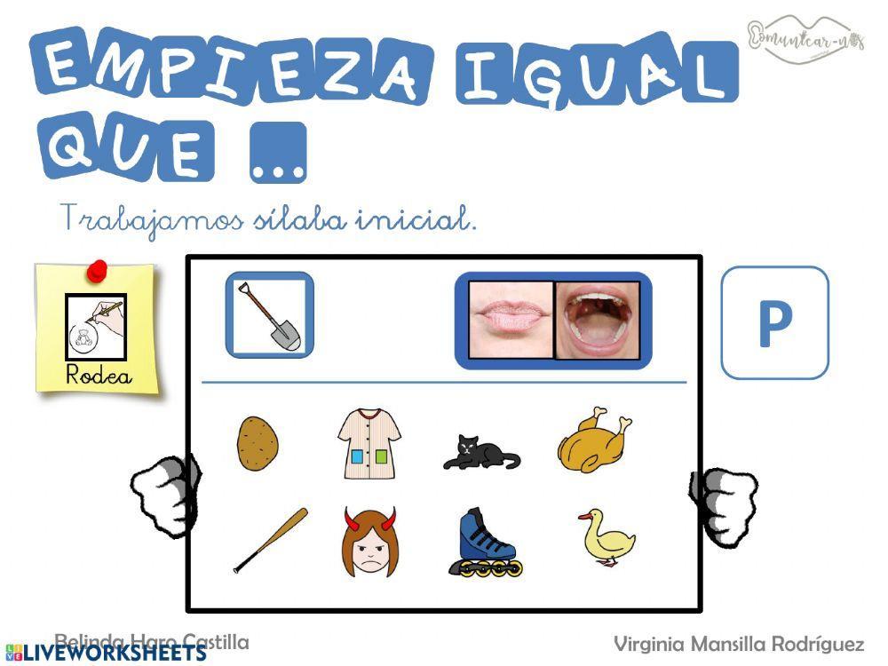 Empieza por silabas con p