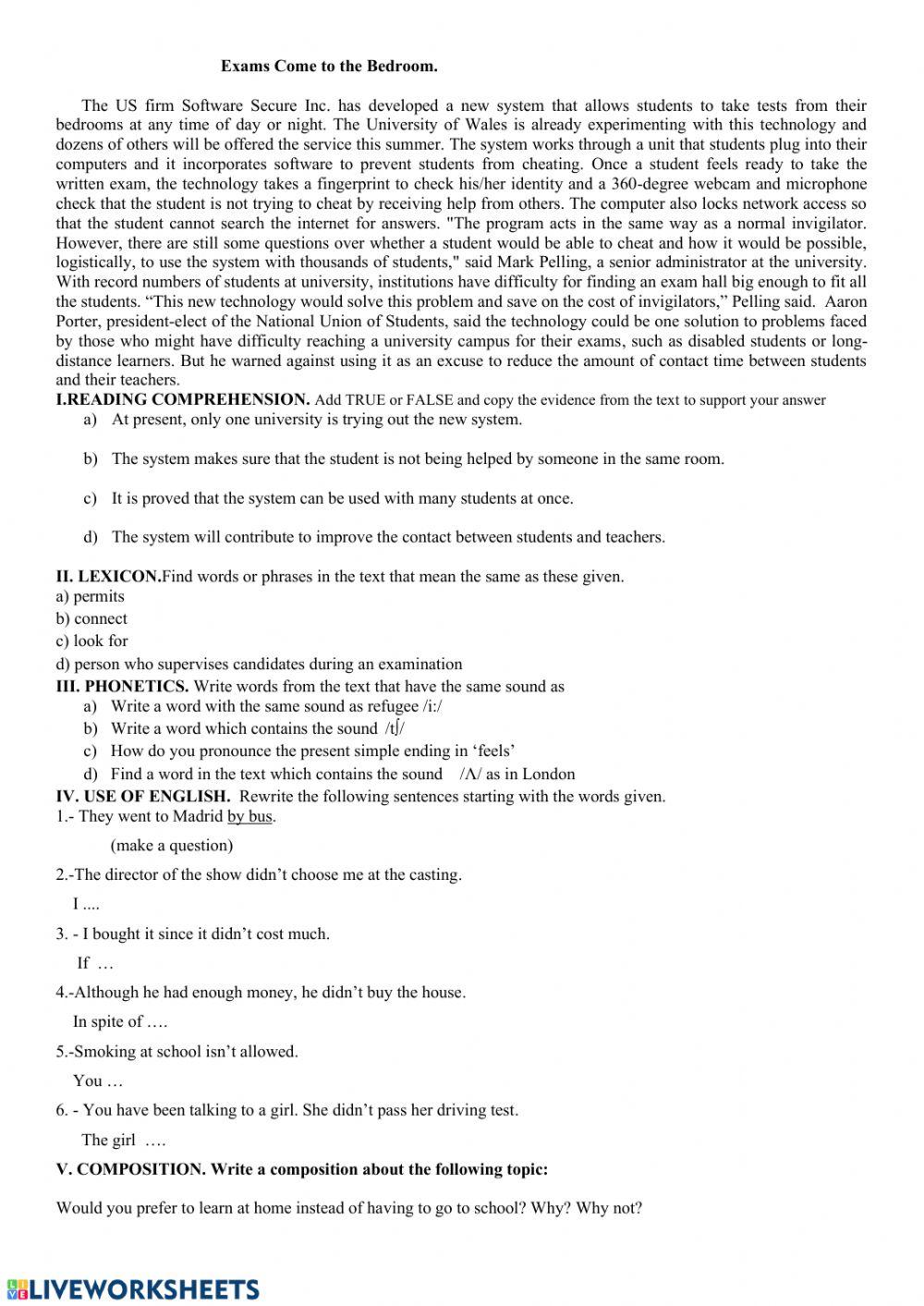 Mock exam evau castilla la mancha