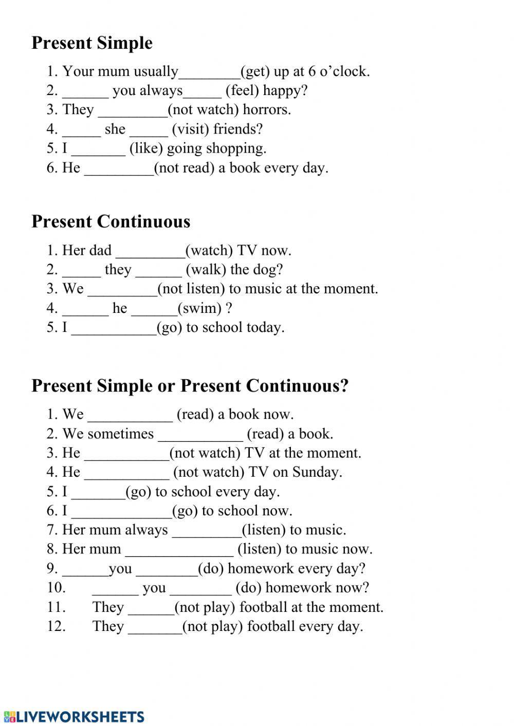 Present Simple VS. Present Continuous