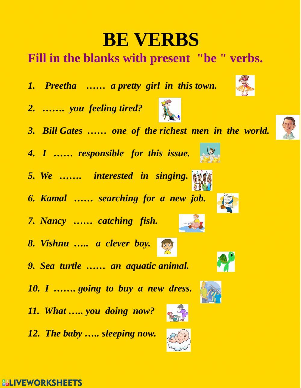 Be form verbs 93610 | Divyakumaran | Live Worksheets