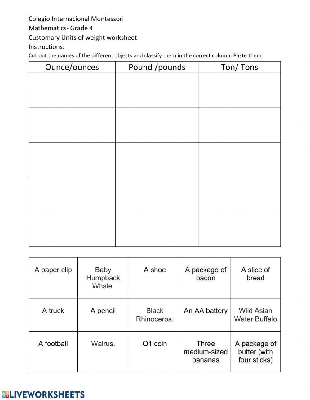Customary units of weight