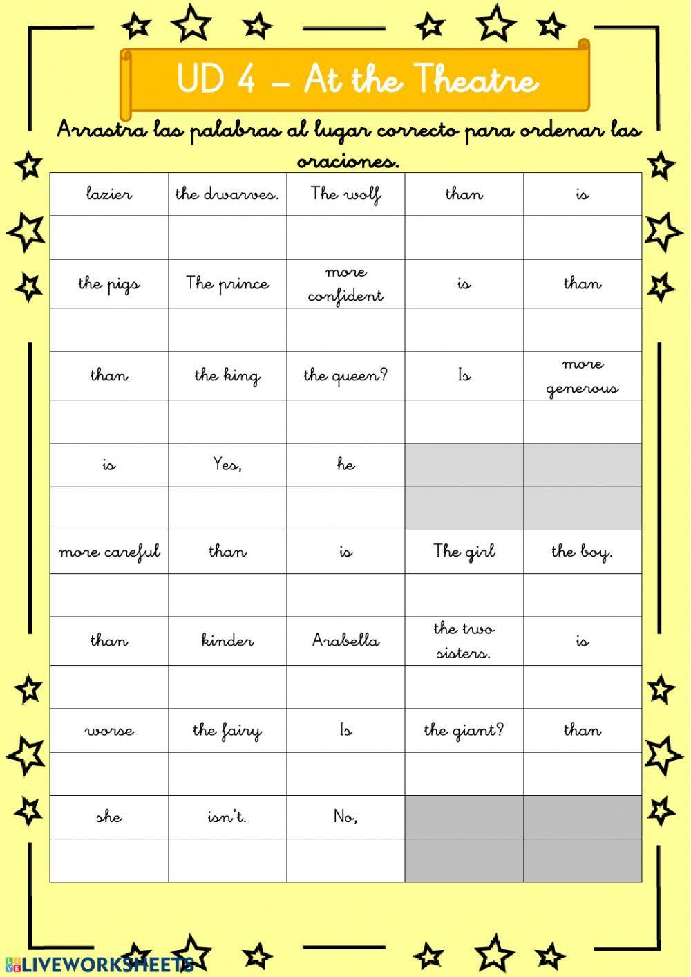 At the Theatre - 6º UD 4 - Ficha 7