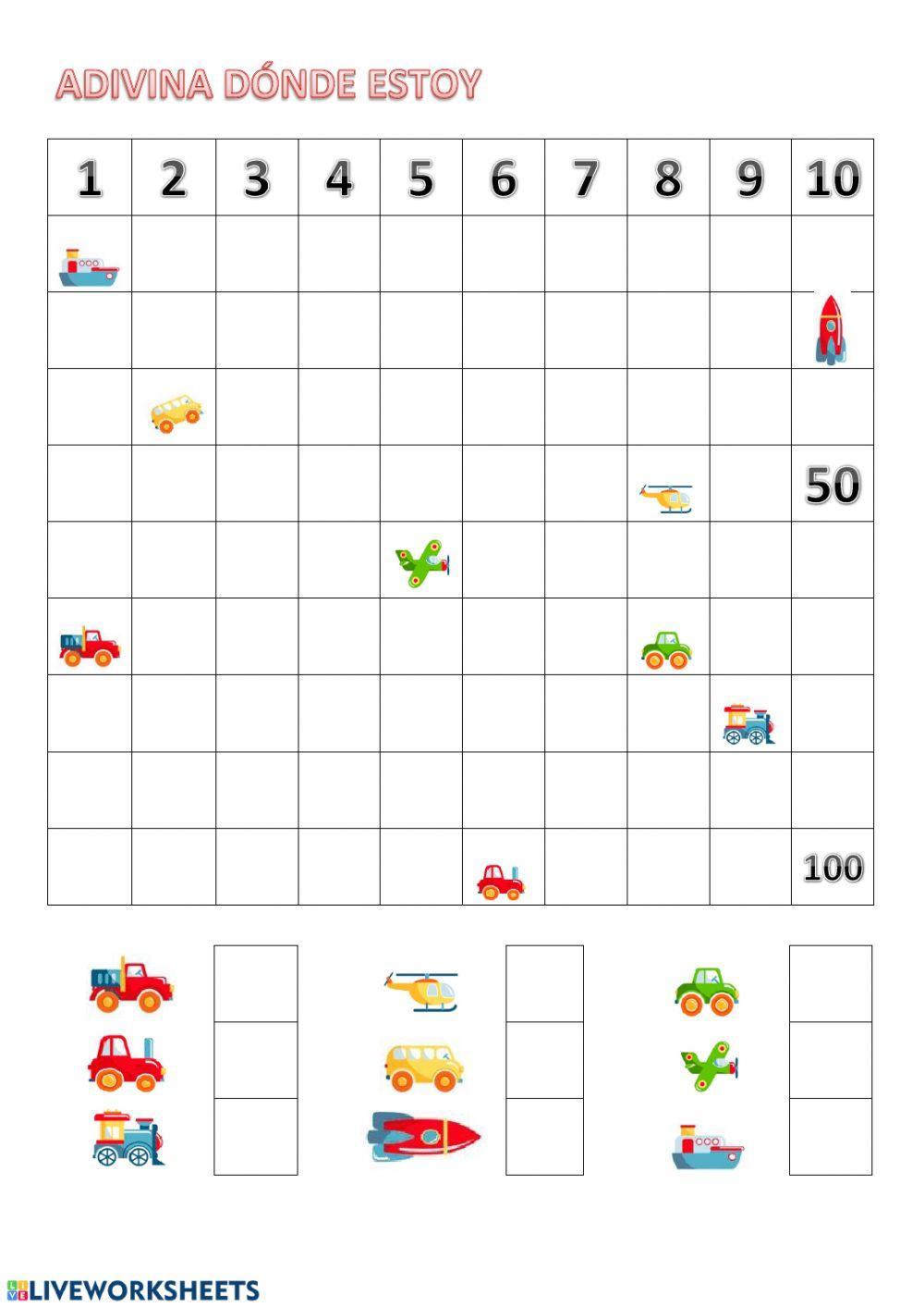 Adivina quien soy. tabla del 100