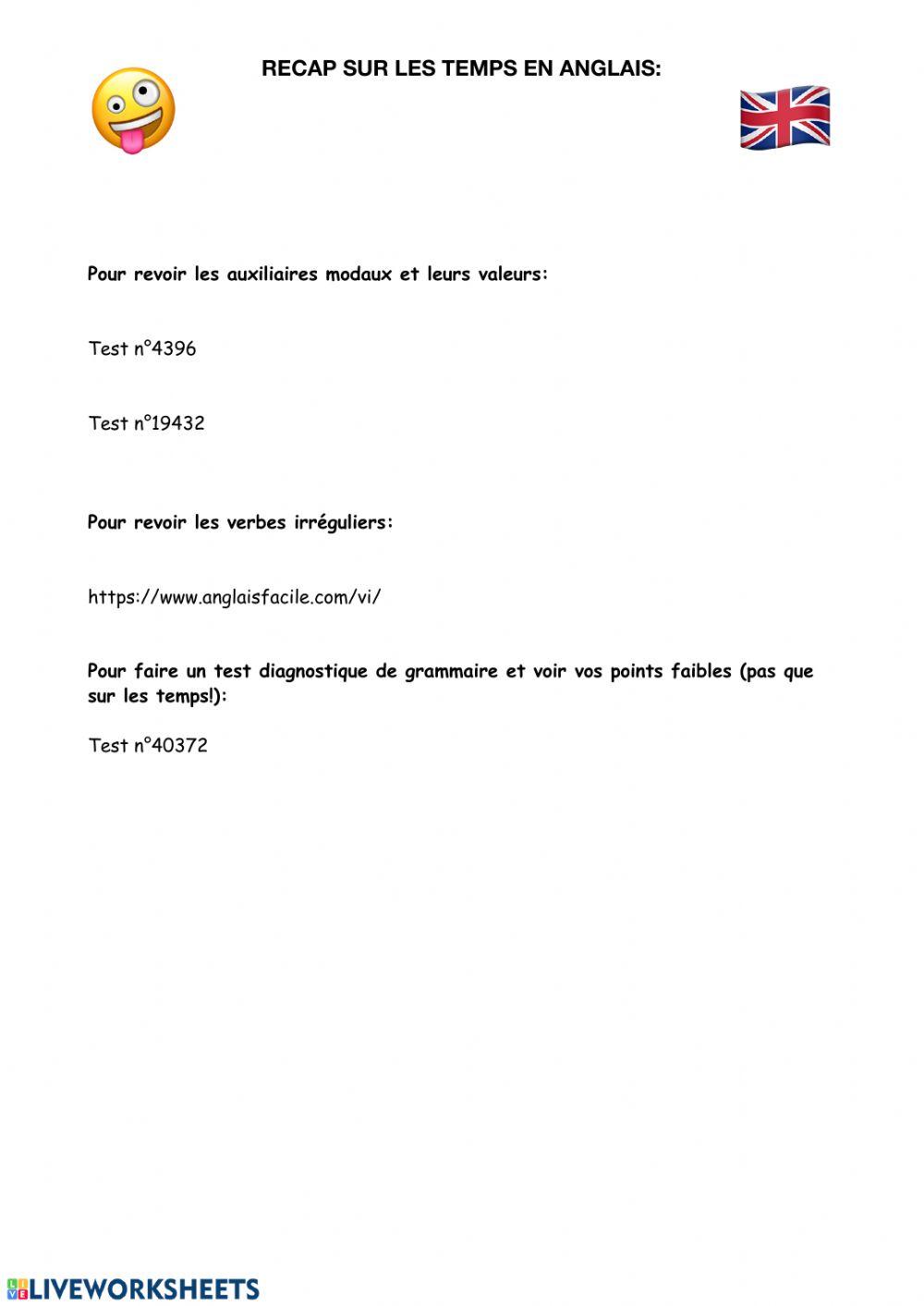 Les temps en anglais