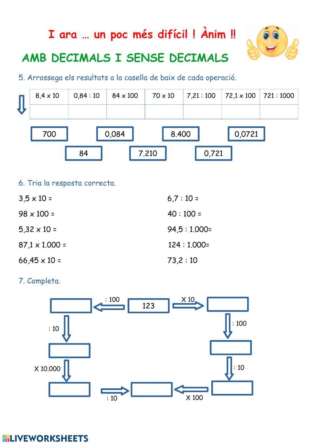 Multiplicar i dividir unitat seguida de 0