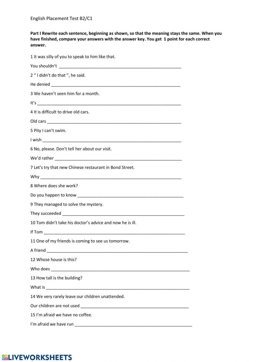 Placement test B2-C1