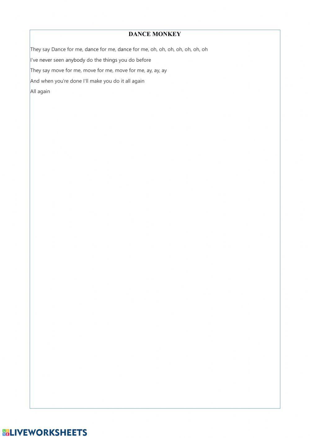 Complete Dance monkey song